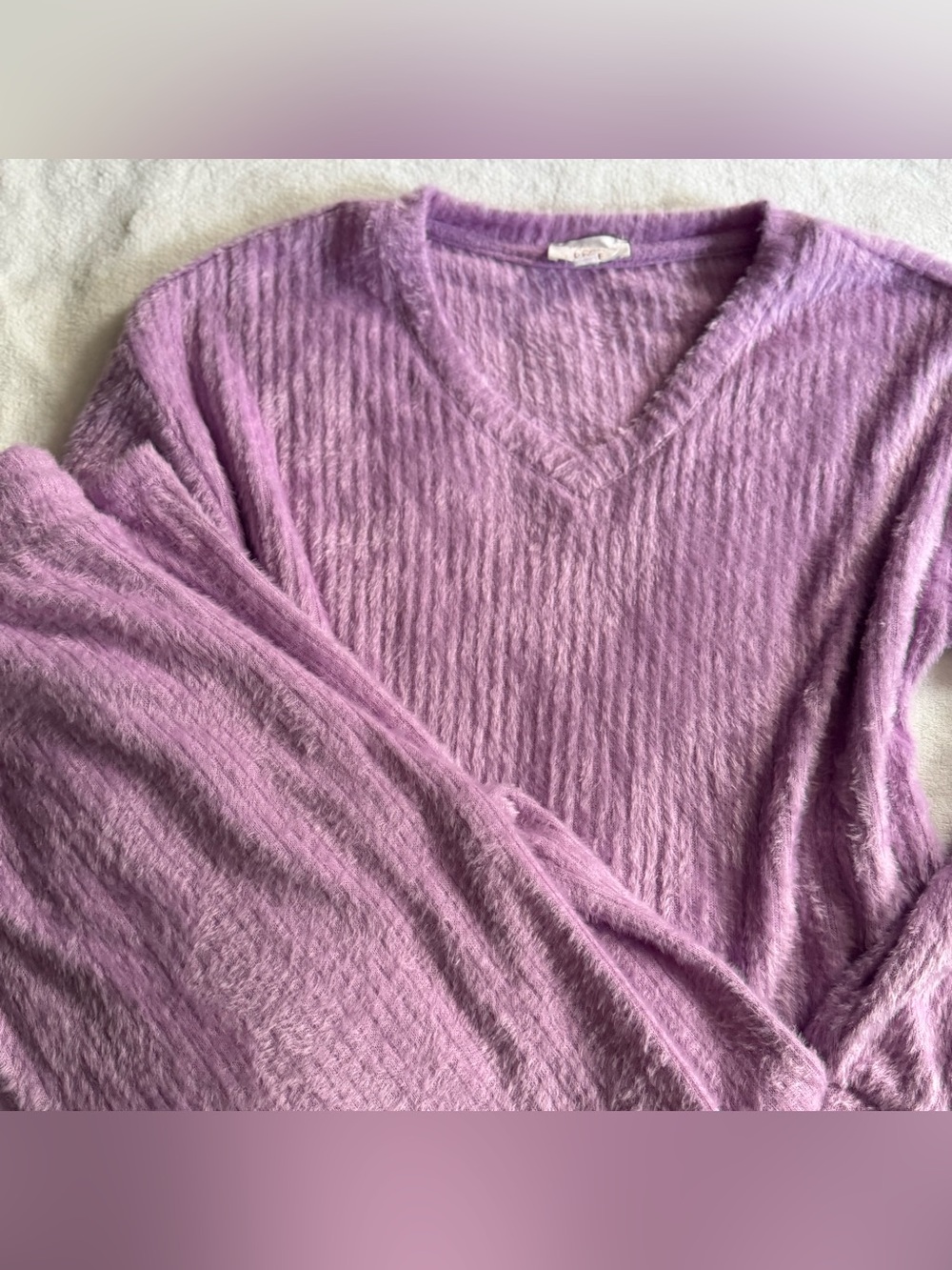 Hippie Rose Soft Lilac V-Neck Sweater